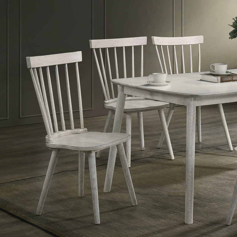 2 chaises d'appoint Kersten pour salle à manger rustique en bois massif blanc polyvalent pour la cuisine et les espaces de vie