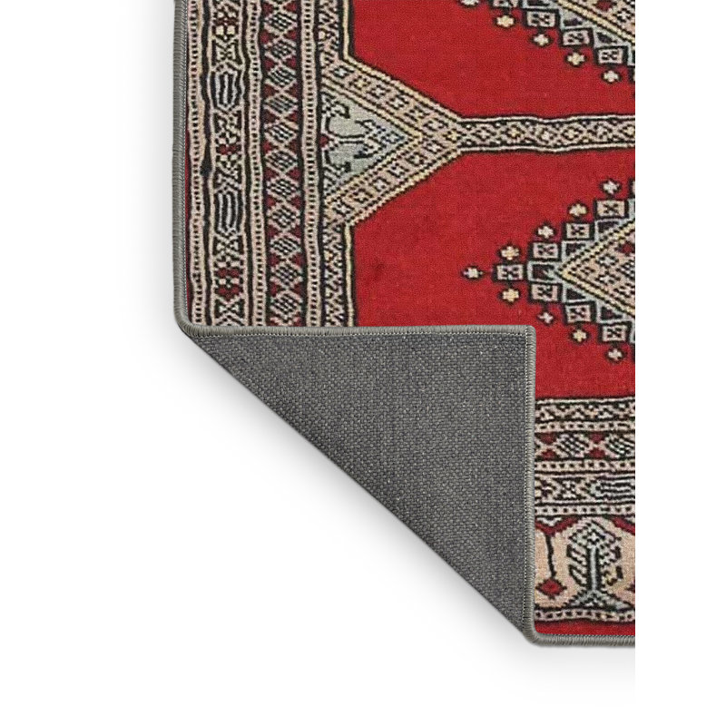 Tapis rouge/rose/brun traditionnel, Rectangle 4 pi x 6 pi