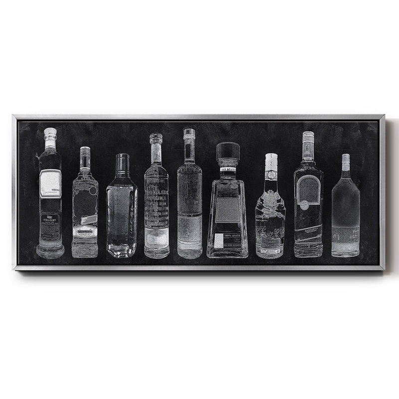 Bar Cart- Framed Canvas, 20" H x 50" W