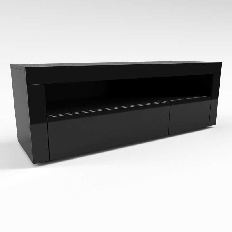 Birdsall 120Lx35Wx45H cm LED TV Stand/TV Cabinet, 2 Flip Doors, RGB Remote, 12W, Particleboard, For 47" TVs, Black