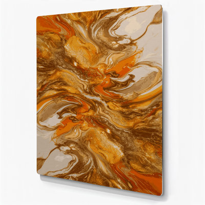 Abstrait fluide, art mural en métal brun 9