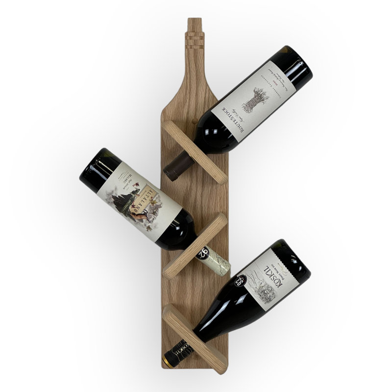 Support à vin en bois massif 3 bouteilles Fai