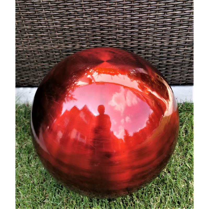 Chalyce Stainless Steel Gazing Ball, 40cm H x 40cm W x 40cm D, White/Opaline