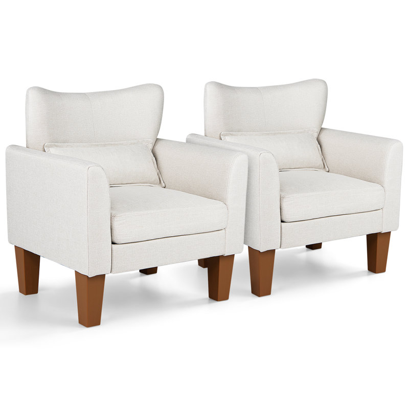 Chaise d'appoint moderne avec coussin et coussin de siège amovibles, pieds de soutien robustes, Beige, 2