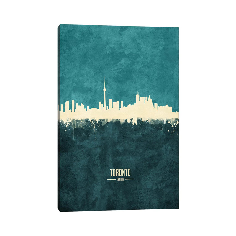 Toronto Canada Skyline by Michael Tompsett - 1 Piece Wrapped Canvas Wall Art, 30.48 cm H x 45.72 cm W
