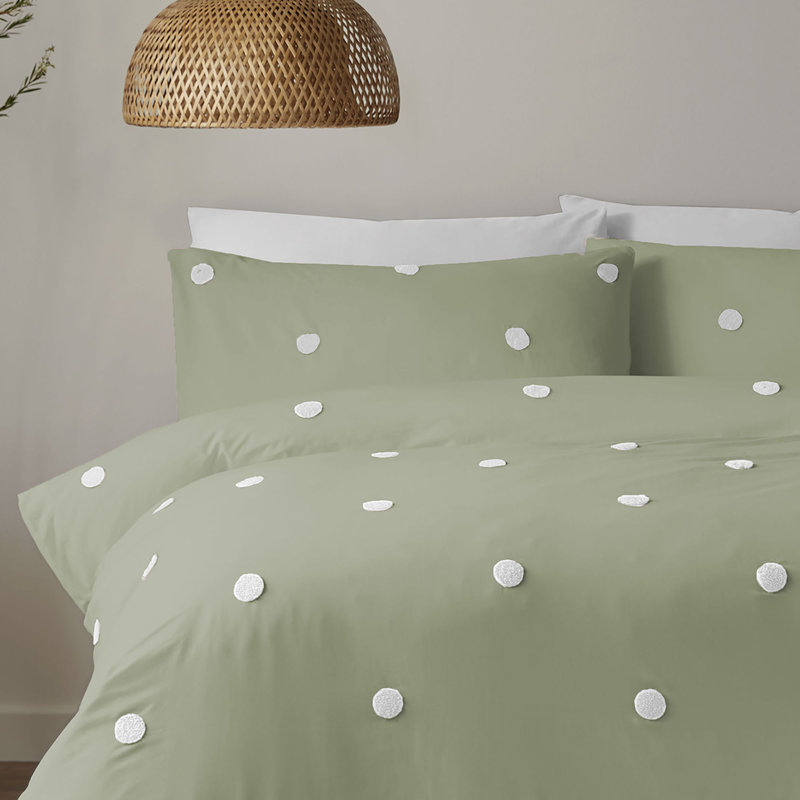 Dot Garden Cotton Polka Dots Duvet Cover Set with Pillowcases Included, Double Duvet Cover + 2 Standard Pillowcases