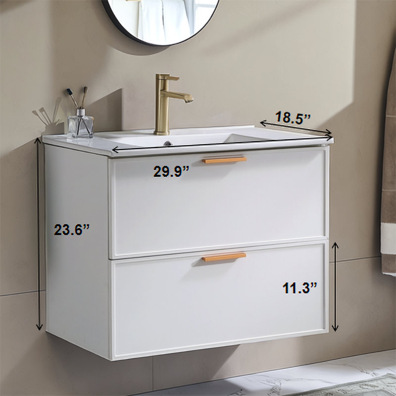 Meuble-lavabo flottant blanc moderne 30 po