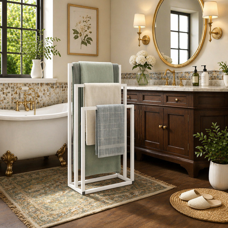 Porte-serviettes, porte-serviettes autoportant pour accessoires de salle de bain