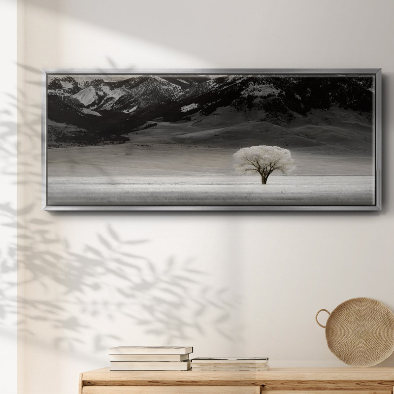 Arbre solitaire, reproduction sur toile, H 8 po x l 20 po x P 1,5 po, Argent