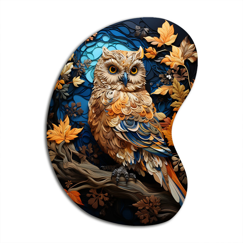 «Brown Owl Overture I - Unique Shape Owl», reproduction d'art asymétrique, H 31 po x l 22 po x P 1 po