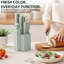 Ensemble de couteaux en acier inoxydable 18 pièces HEESEM avec bloc en plastique, poignées ergonomiques et ciseaux de cuisine, vert sauge-135722871