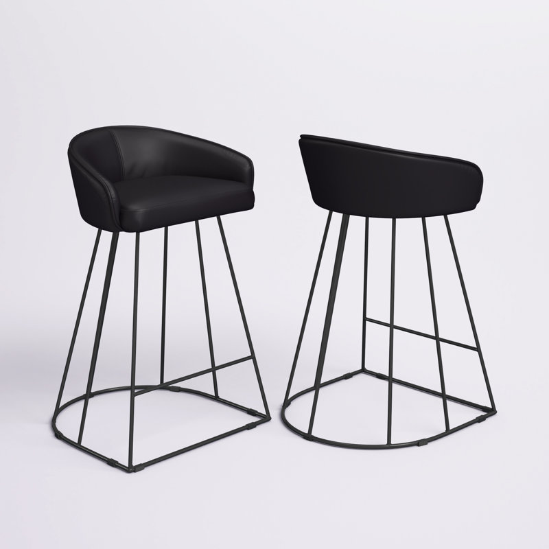 Sienna Upholstered Faux Leather Counter Stool, Black