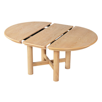 63" Extendable Oval Dining Table, Expandable Dining Table for 4-6 People with Removable Leaf, Rubberwood Legs and Oak Veneer Top for Dining Room and Kitchen