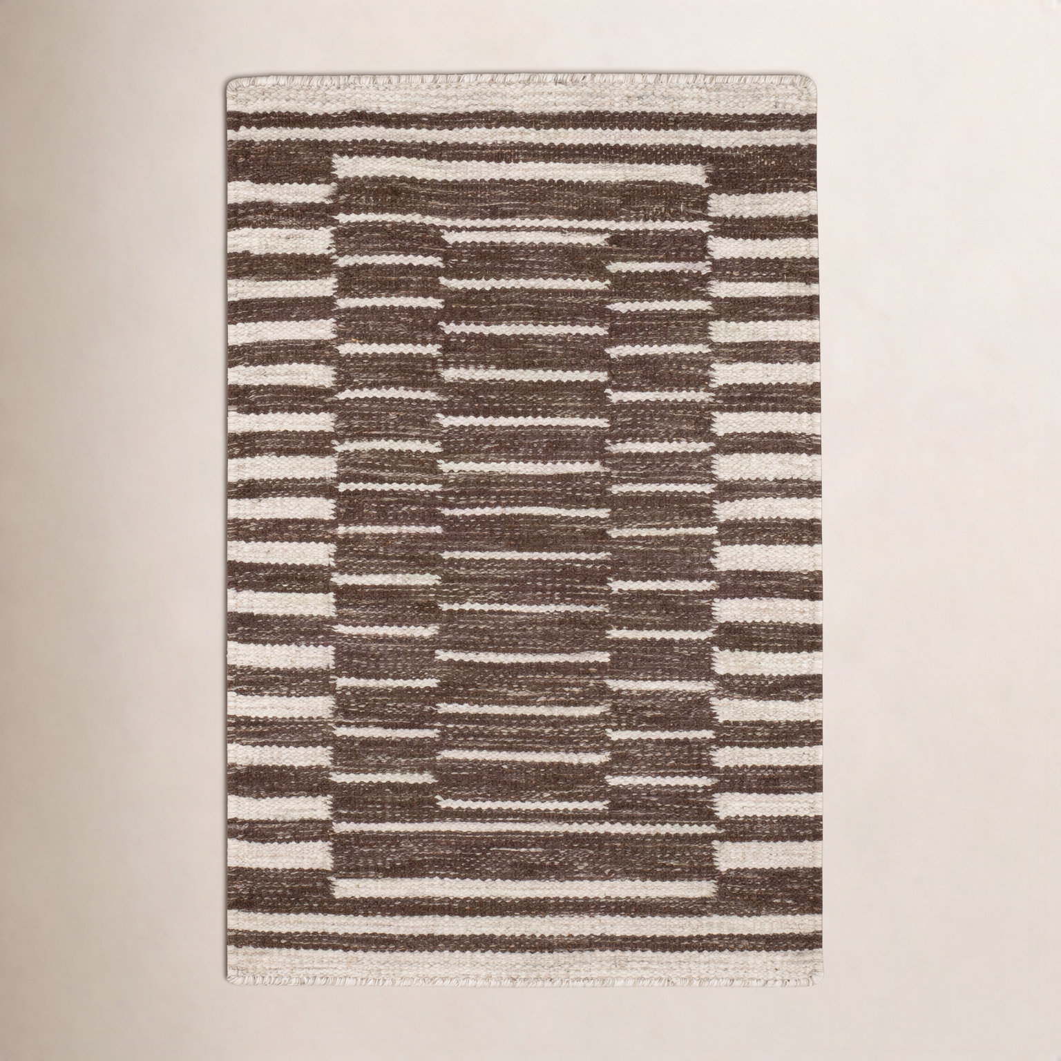 Heights Natural Hand-Woven Geometric Wool Rug, Rectangle 9'6" x 13'6"