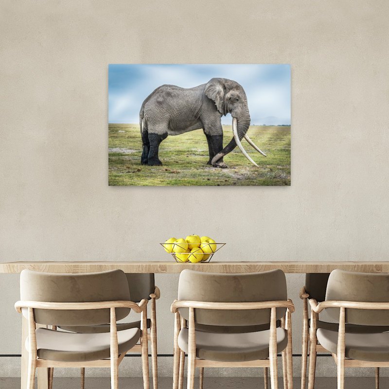 Majestic African Elephant Abstract Contemporary Elephant Nature Wildlife Wall Art Print, 60.96cm H x 91.44cm W