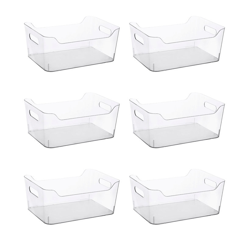 Large Rectangle Clear Fridge, Kitchen, & Pantry Stackable Storage Bin With Handle