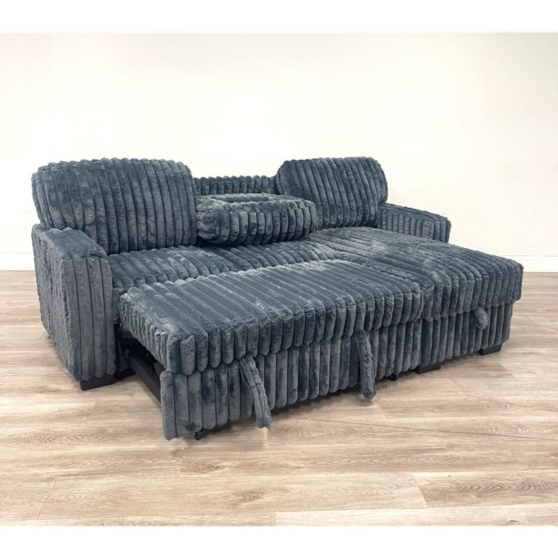 Canapé modulaire réversible gris anthracite avec lit gigogne Pologne, Tissu gris anthracite