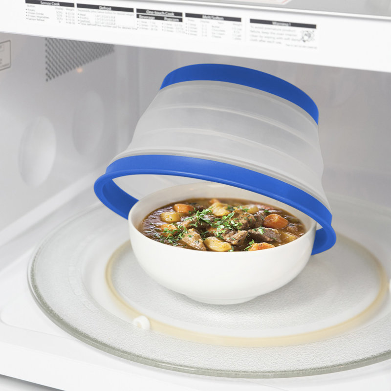 Tovolo Collapsible Microwave Cover 8.5-Inch Vented Silicone Splatter Guard, Stratus Blue, Blue
