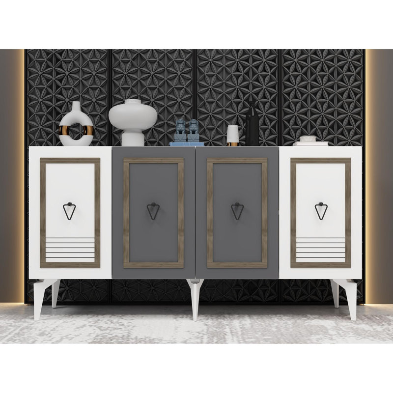 Console, Blanc / anthracite / noyer