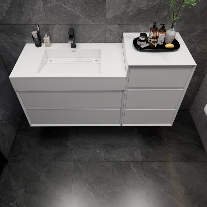 Albizu 49" Wall-Mounted Single Bathroom Vanity, White