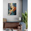Art mural de style marbré en verre trempé bleu, reproduction d'art abstrait et contemporain sur verre-1860182589