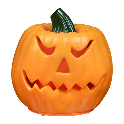 9.75" Orange and Green Animated Double-Sided Pumpkin Halloween Decor
