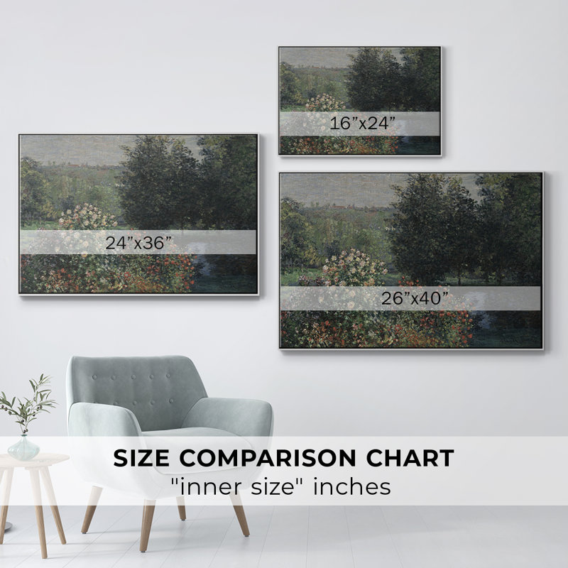 «Vintage Landscape -DLXVI» sur toile, Cadre flottant blanc, H 17 po x l 25 po x P 2 po