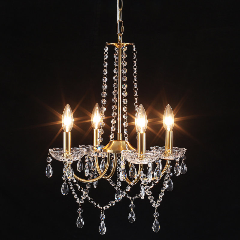 Elinka 4 - Light 16 inch Dimmable Classic / Traditional Crystal Chandelier for Dining Living Rooms Bedrooms Foyers Kitchen Islands