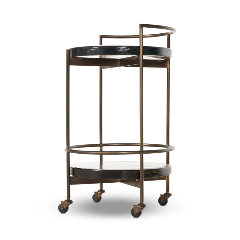 Mira Bar Cart - Smoked Brown Cast Glass, Smoked Brown