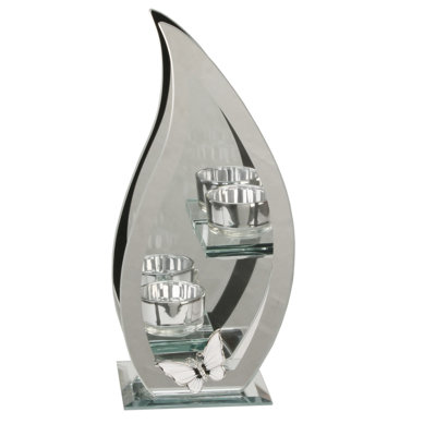 2 Piece Glass Tabletop Tealight Holder Set