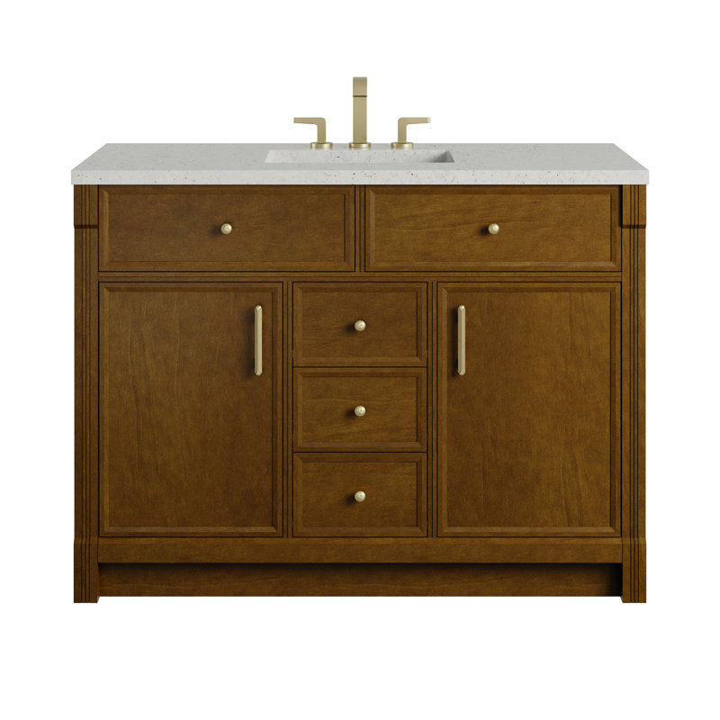 Bellshire Single Vanity, Honey Oak, 48", Lime Delight Silestone