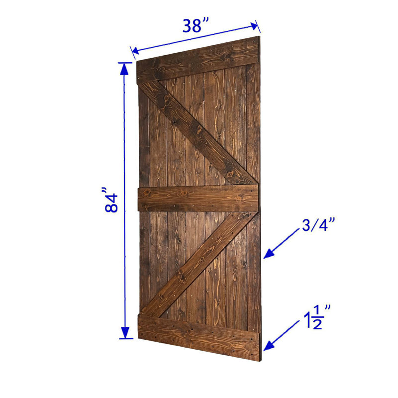 84'' Solid Wood Paneled Carrington Finished Sliding Double Door with Installation Hardware Kit -Assembly Required, 38" x 84"