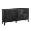 Buffet 60,5 po avec rangement, buffet de style maison de campagne cannelée avec motif géométrique et tablettes réglables, meuble télé de style Mid-Century pour le salon, la cuisine, le vestibule, la salle à manger, noir