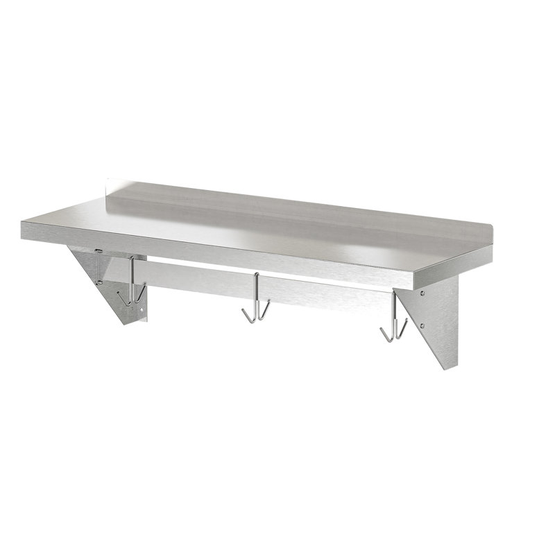 Stainless Steel Wall Mounted Kitchen Pot Rack with Shelf
