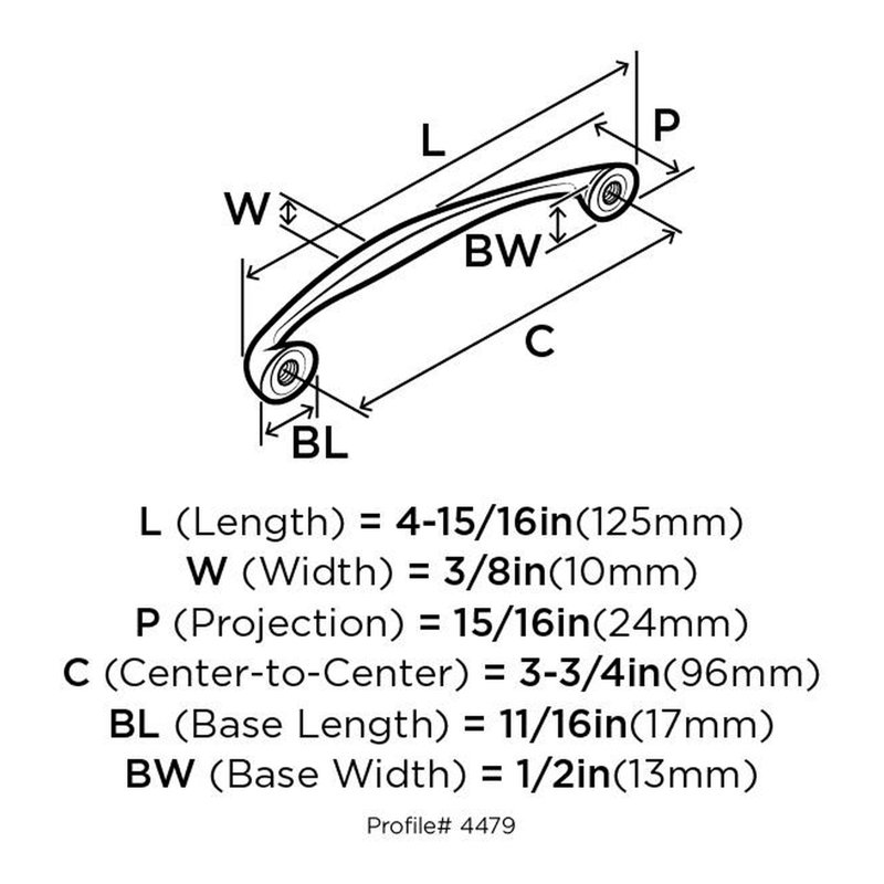 Allison 3 3/4" Center to Center Arch Pull, Satin Nickel
