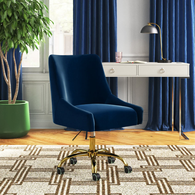 Westlyn Task Chair with Velvet and Double Wheel, Teal, Velvet