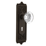 Egg & Dart Plate with Decorative Keyhole and Round Clear Crystal Door Knob