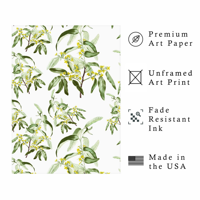 «Botanical Botanical Plant Leaves III», reproduction d'art sans cadre, H 20 po x l 16 po