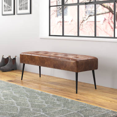 VASAGLE EKHO Collection Bench for Entryway Bedroom, Synthetic Leather with  Stitching, Ottoman Bench with Steel Frame, Living Dining Room, Mid-Century