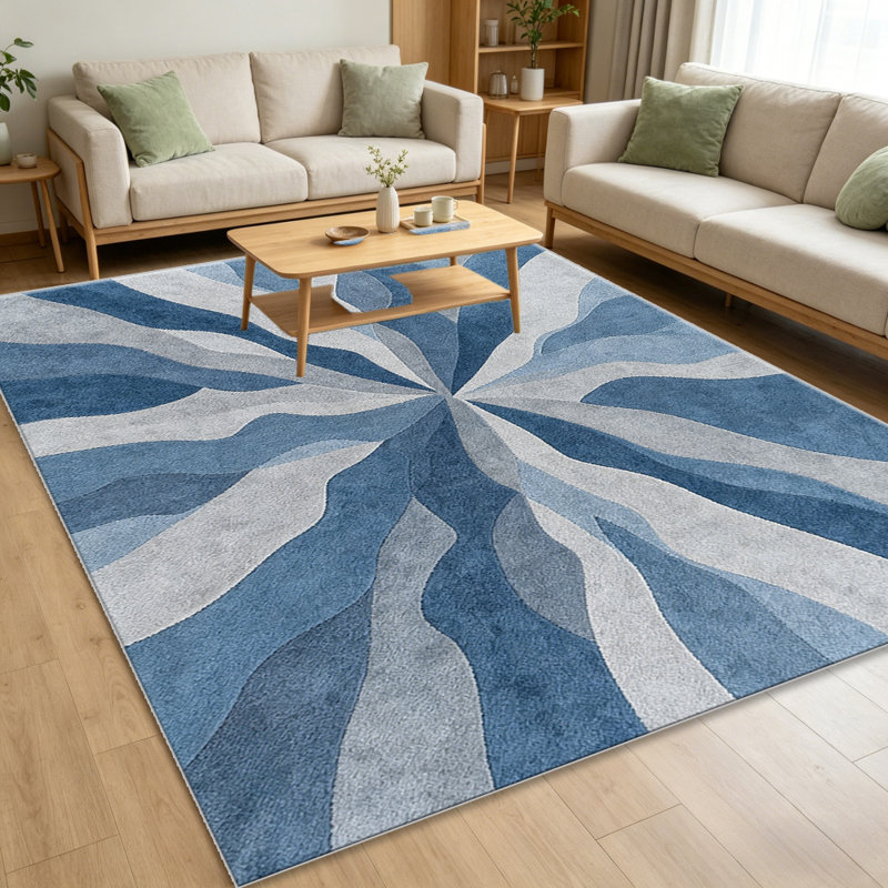 Ocean Blue Abstract   area rugs for Living Room, Soft and Comfortable, Suitable for all seasons, easy to maintain, machine washable Indoor floor mat, Under Table Farmhouse suitable for Bedroom, Dining Room, Study,  Balcony, Home Decor Patio