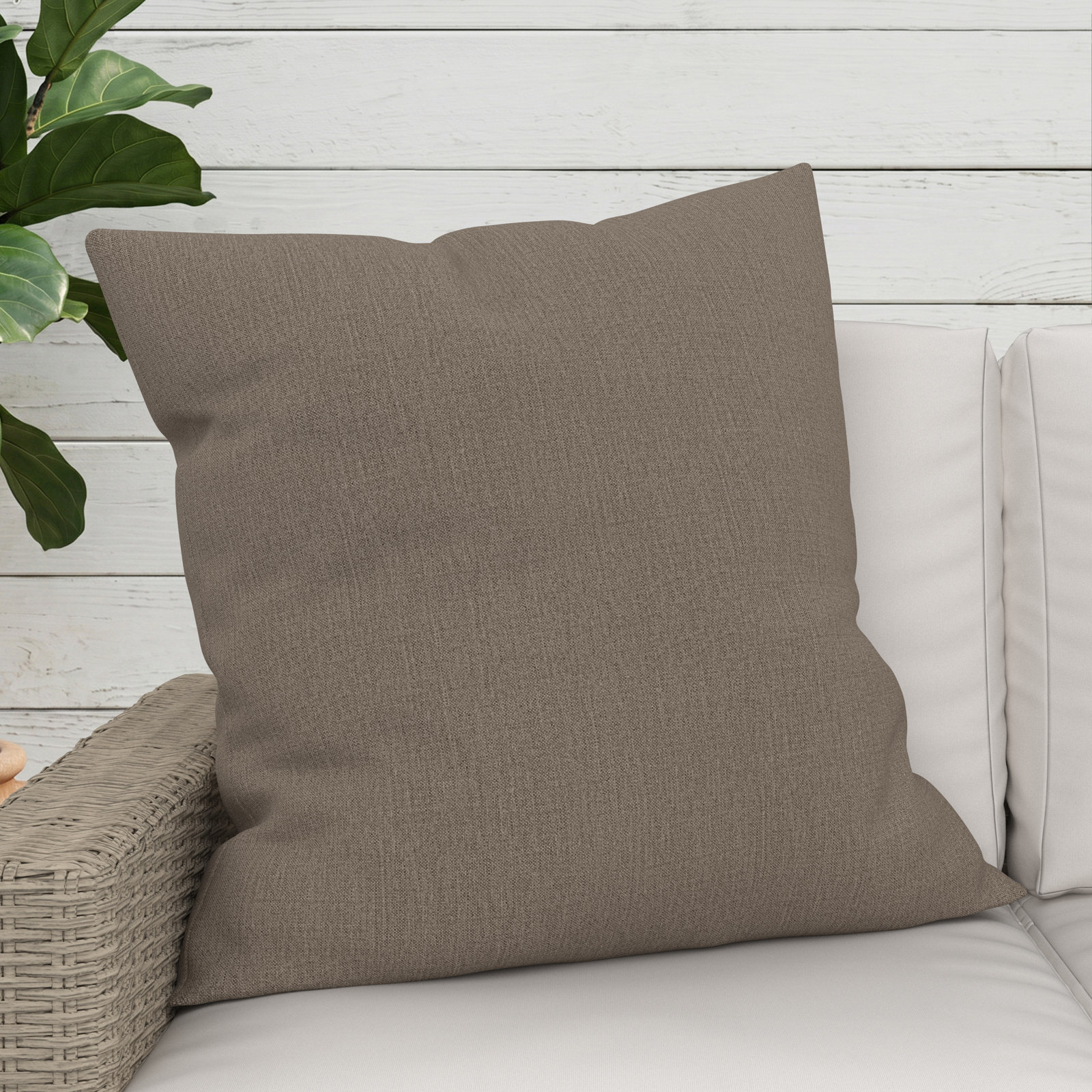 Indoor/Outdoor Throw Pillow, Square 24", Cast Shale Sunbrella® Plainweave