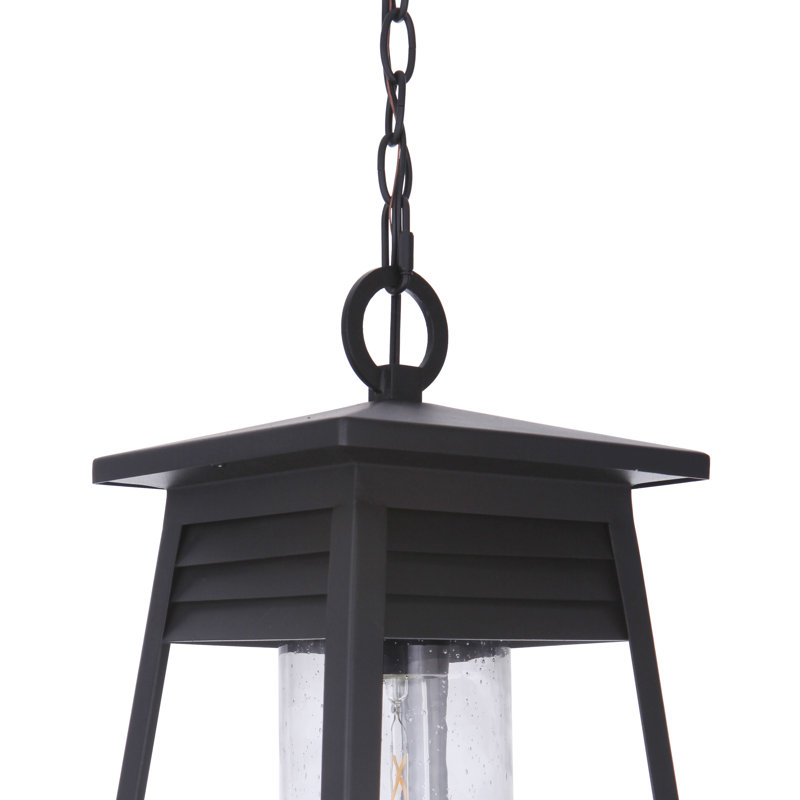 Becca Matte Black 10" Outdoor Pendant with Clear Seeded Glass