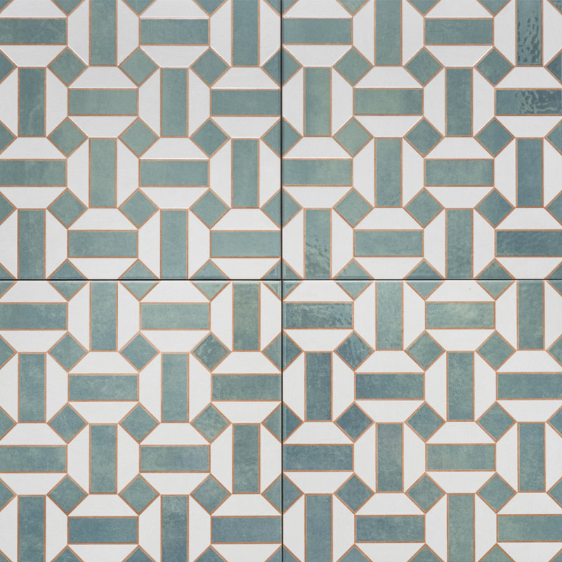 Gothic 10" x 10" Geometric Pattern Porcelain Floor and Wall Tile, Verde