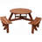 Picnic Table With 3 Built-In Benches, Picnic Table With Umbrella Hole, Camping Dining Table-1734091820