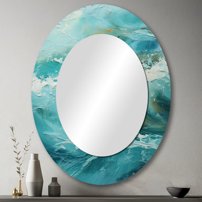 Miroir mural océan bleu sarcelle Wave Expression II