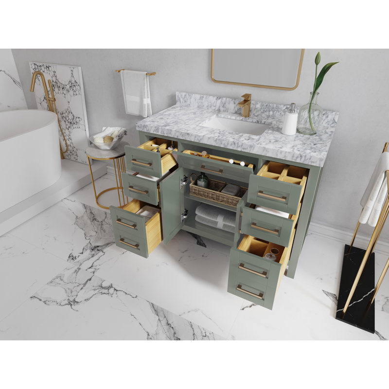 Cambridge 48'' Single Bathroom Vanity with Quartz Top, Calacatta Laza