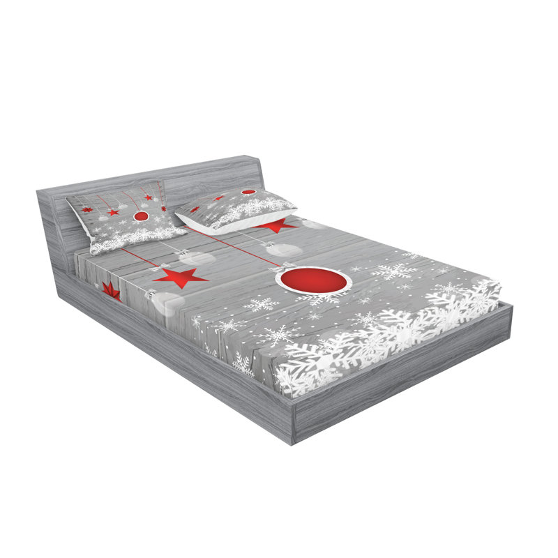 Ensemble de draps et taies décoratives Ambesonne Christmas, gris, rouge, blanc