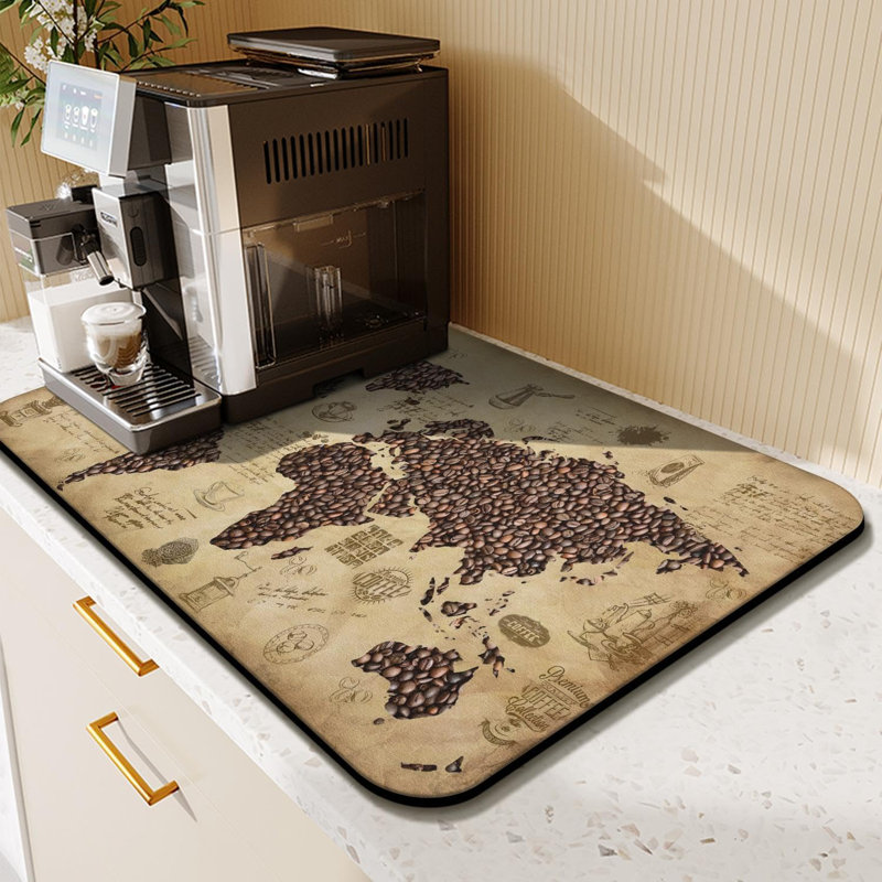 Tapis de café amusant 24 po x 16 po, tapis de bar pour comptoir, accessoires de bar anti-dérapant anti-taches pour peau de café, tapis de séchage pour la cuisine