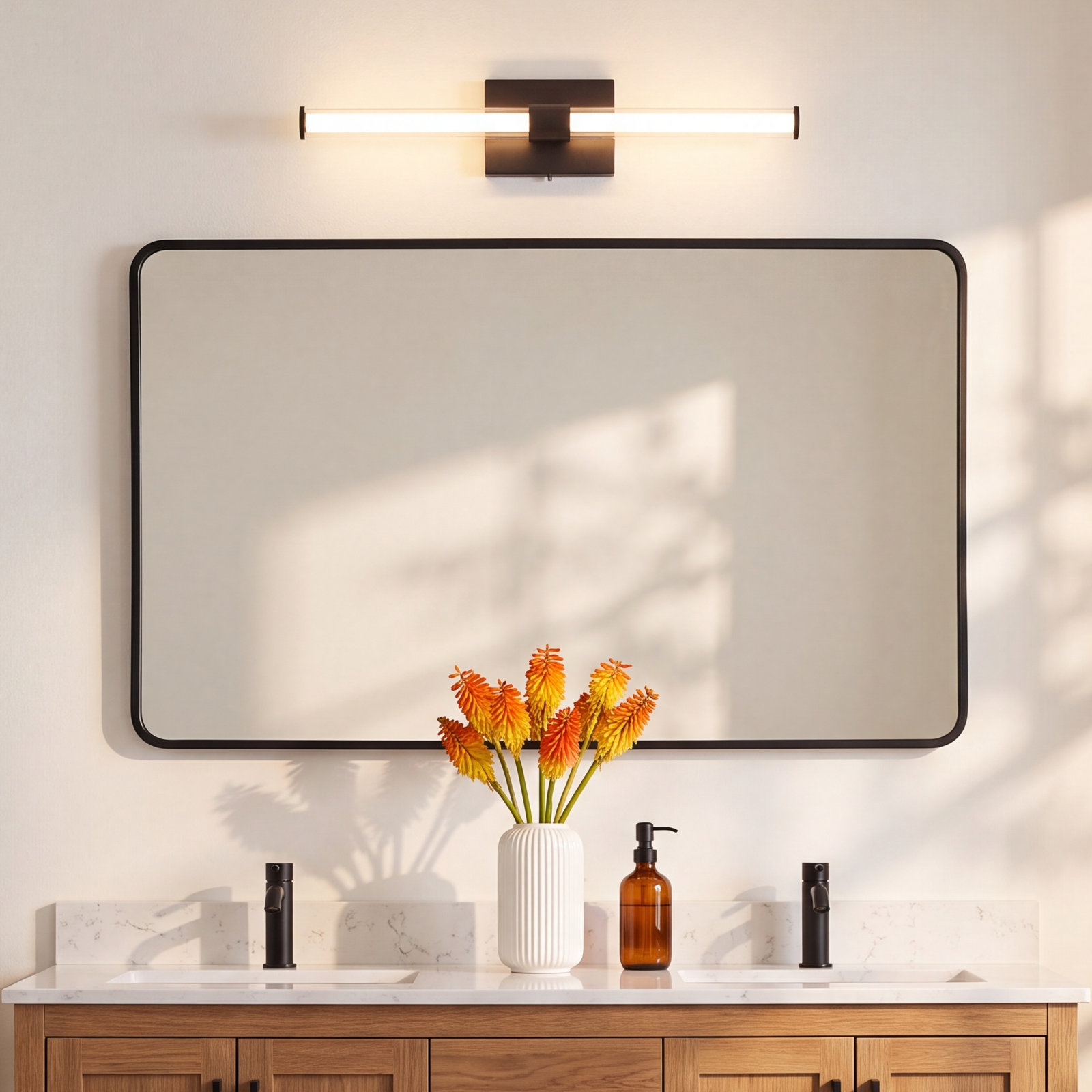 Machaela Single Transparent Dimmable LED Bath Bar, Black