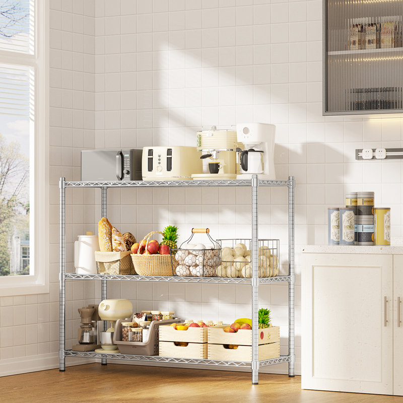 Rayonnage à hauteur réglable pour la cuisine, la salle de lavage, le garde-manger, l'entrepôt et le sous-sol, Chrome